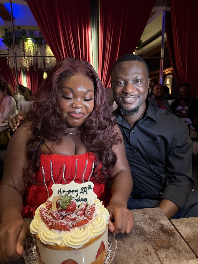 Gizelle and Lawrence with her birthday cake